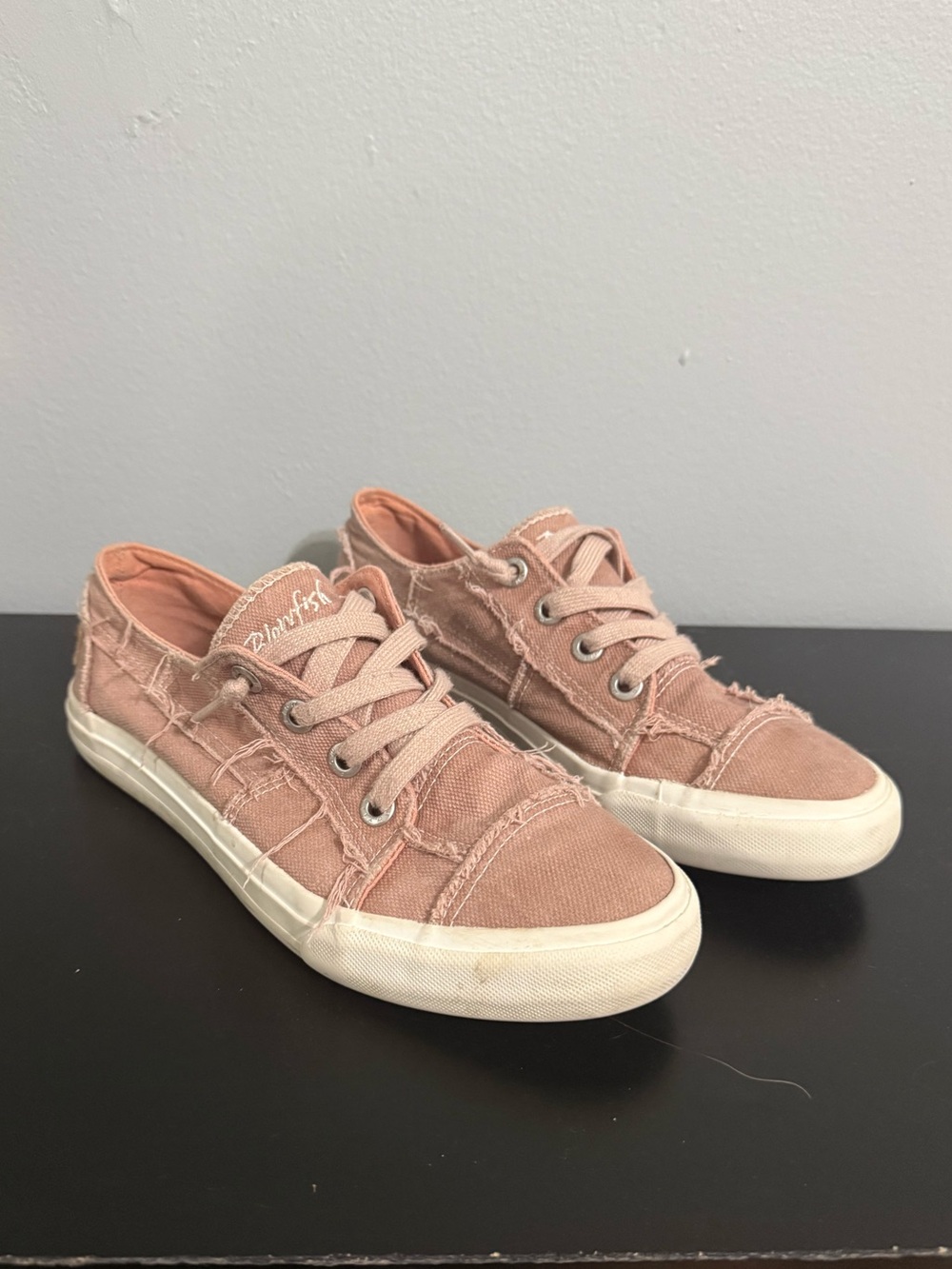 Blowfish Frayed Canvas Sneakers in Dusty Rose